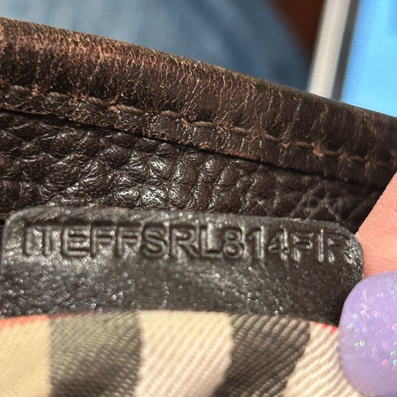 Burberry Brown Pebbled Leather Tote with Nova Check Interior - Picture 11 of 13